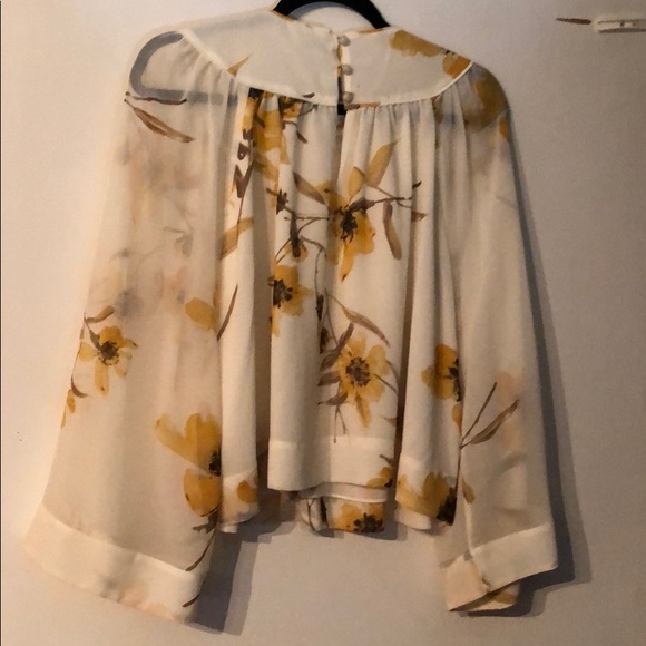 Wilfred Silk Sunflower Blouse W/Sheer Bell Sleeves - Picture 2 of 4